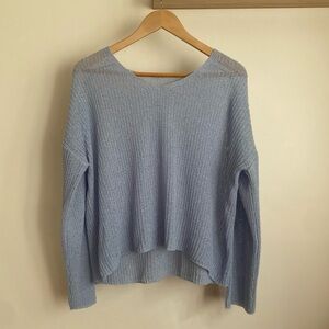 Breezy Pastel Blue Spring Knit Sweater